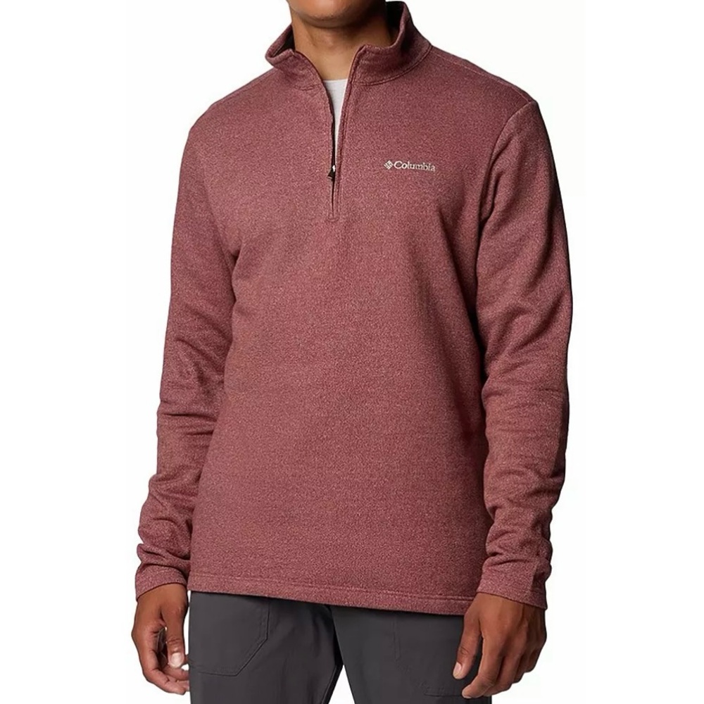 Columbia Mens Great Hart Mountain Ill Half Zip Pullover Spice Heather Red Size M